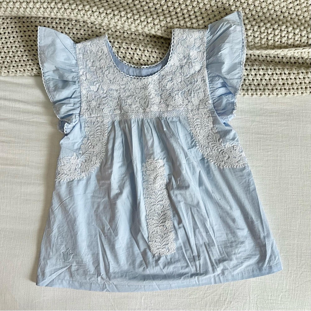 J.Marie Blue & White Embroidered Top - Picture 2 of 4